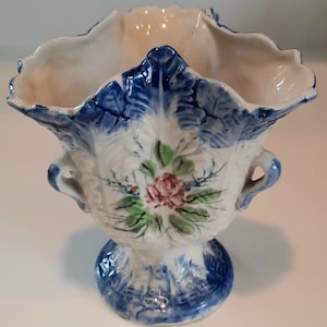 Antique Majolica 3 Rufle Vase Japan