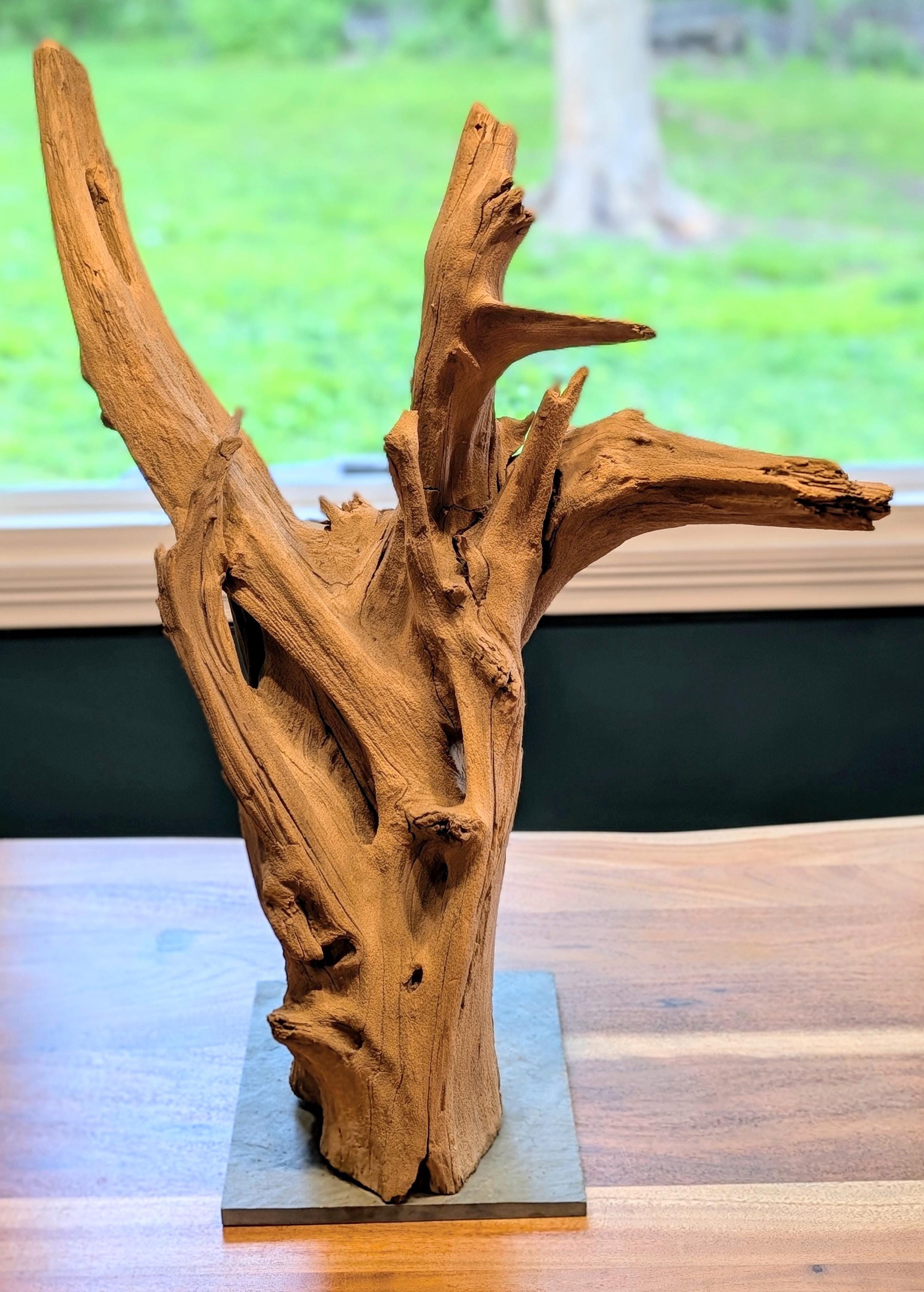 木のオブジェ　アート Vintage Large Driftwood Art Sculpture on Slate - Etsy 日本
