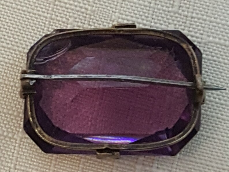 Massive Antique Amethyst Approximately 30 Carats and Sterling Silver Brooch