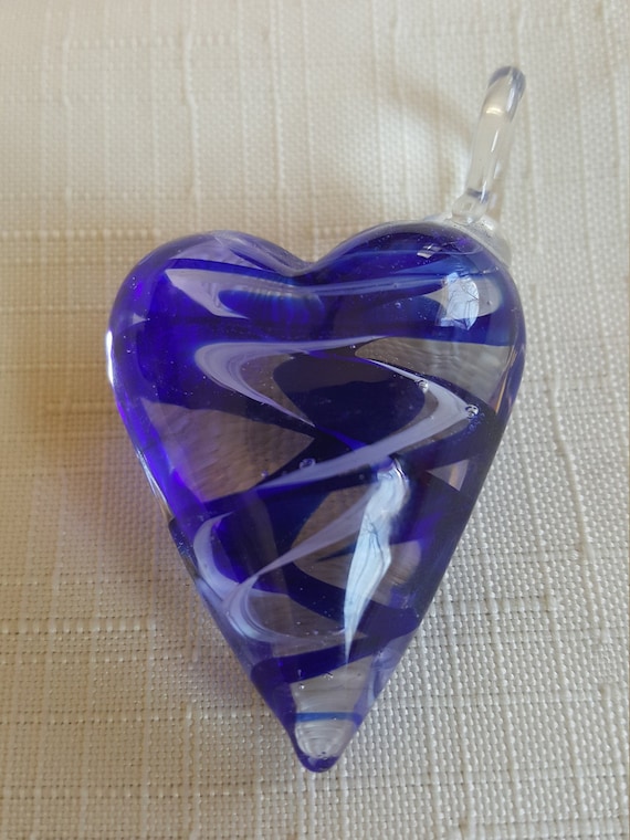 Art Glass Heart Pendant, Murano Style