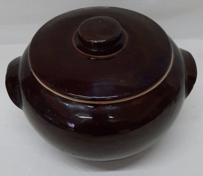 Vintage 8 Stoneware Pottery Lidded Bean Pot Etsy