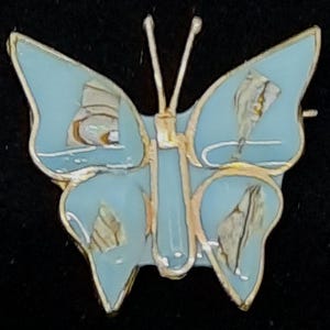 Vintage Sterling Silver and Blue Enamel Butterfly Brooch