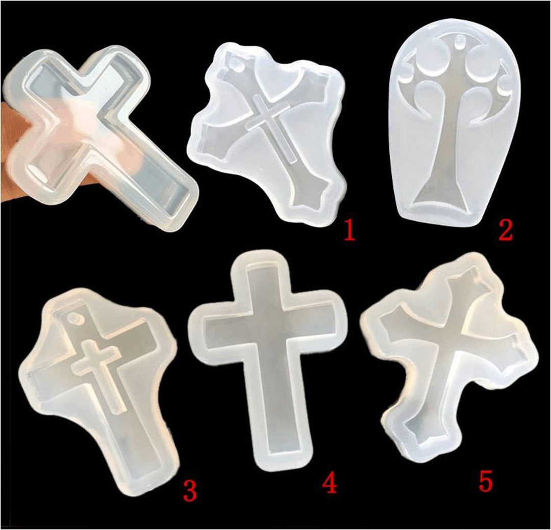 Set of 5 Silicone Cross Mould Mold Stencil Template Cake Fondant Sugarcraft Sugar Resin DIY