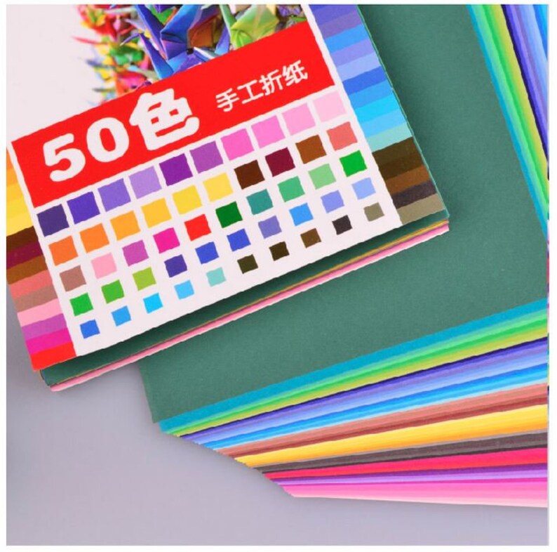 50PCS of Assorted Color / Pack Origami Craft Blank DIY Square Paper 4 Sizes Option image 1