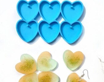 Silicone 6 Heart Tag Pendant Keyring Earrings Mould Mold Resin - Epoxy - Plaster - Soap - DIY Craft Tool