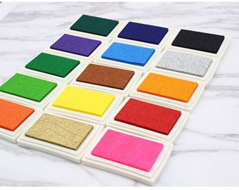 E- Set of 15 Color Sponge Base Ink Stamp Pad for DIY Album Scrapbooking