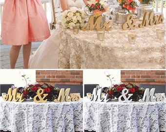 1 Set - Glitter 15cm Mr & Mrs Wooden Wood Word Sign Block for Wedding Party Table Decoration