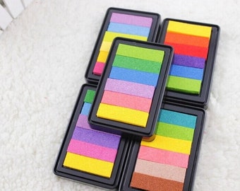 Pre-Ink Sponge Base Rainbow Multi-color Pattern Ink Stamp Pad For Office Use DIY Craft Scrapbooking Scrapbook Album Decoration