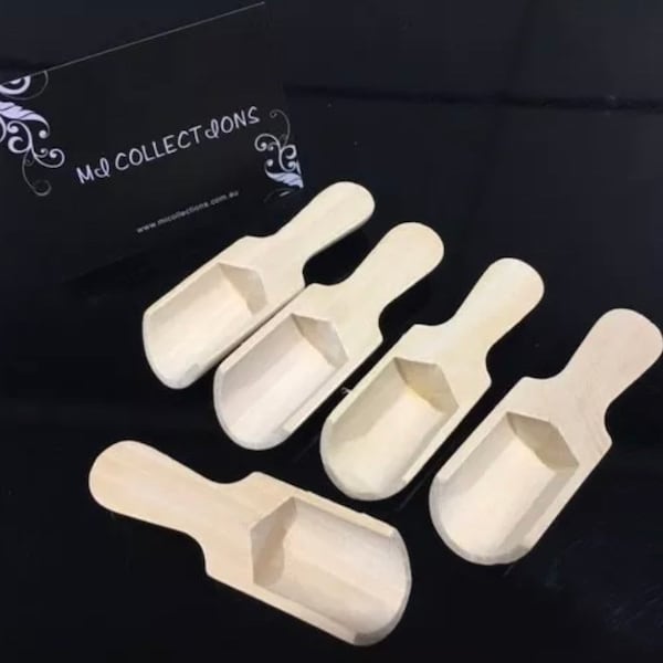 5pcs Mini Small Wood Wooden Scoop Spoon Ideal for Bath Salt / Tea / Sugar Scrub / Salt Scurb / Powder