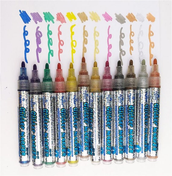 Glitter Paint Pen Set: 12 Glitter Markers