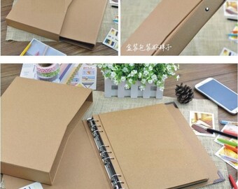 9 Ring Binder Kraft Burlap Jute Hessian Look DIY Scrapbook Photo Album Sketchbook Book Wedding Party + Hard Case