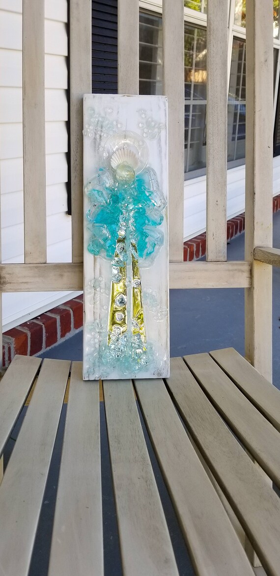 Guardian Sea Angel Recycled Glass Wall Hanging 6x18 Etsy