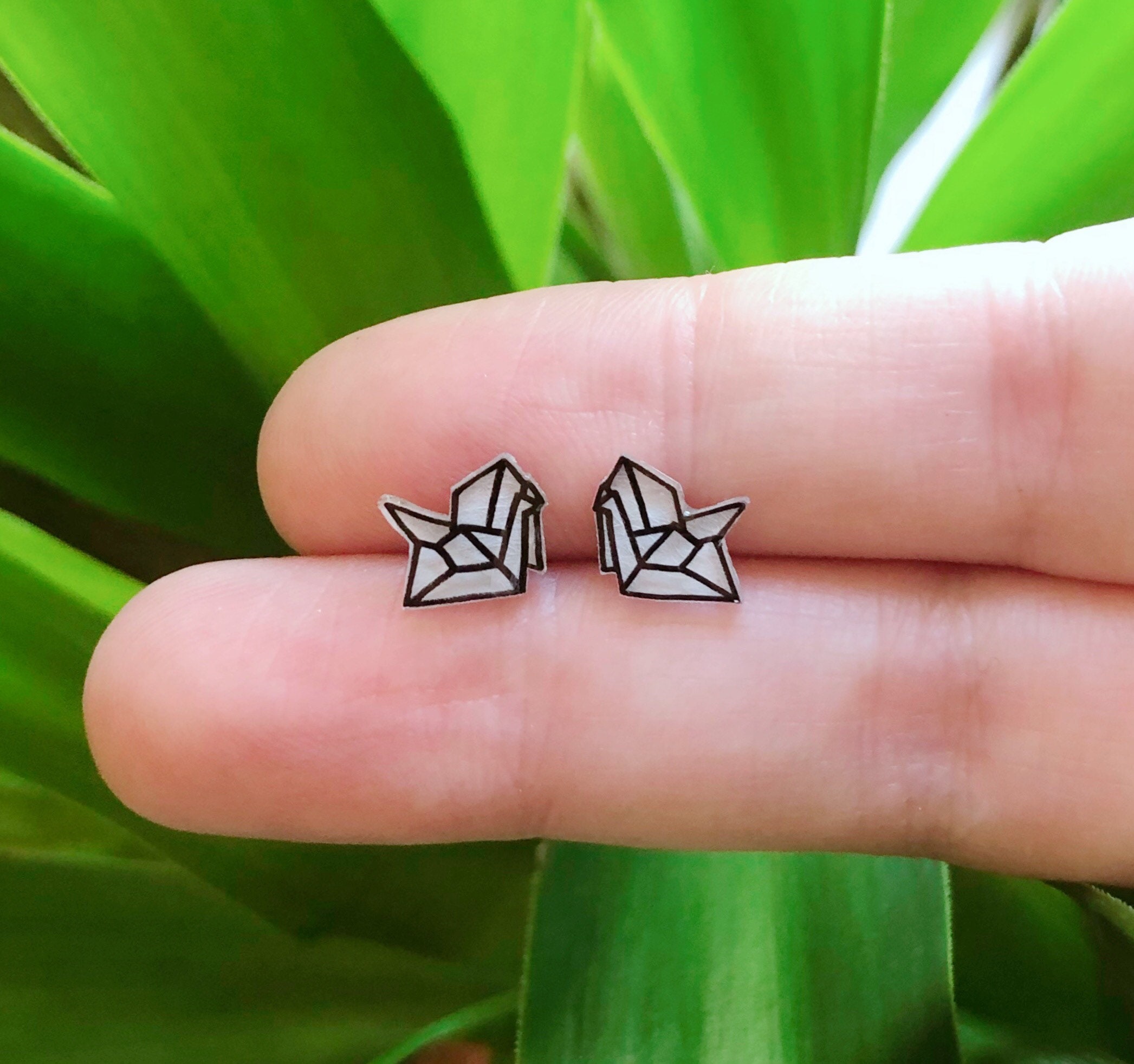Origami Crane Earrings Japanese Earrings Anniversary Gift Handmade Asian Paper Jewelry Origami Jewelry