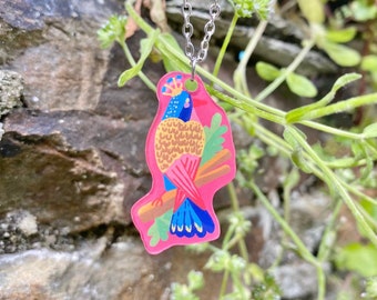 Depression Robe Bird Ed Teach Hand-Painted Handmade Pendant Necklace Jewellery