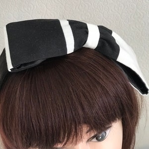 ヘッドバンド アリス ポルカヘッドバンド 女性用 黒と白 女性用 ナローサイド ボウ ヘッドバンド ファブリック ヘッドバンド