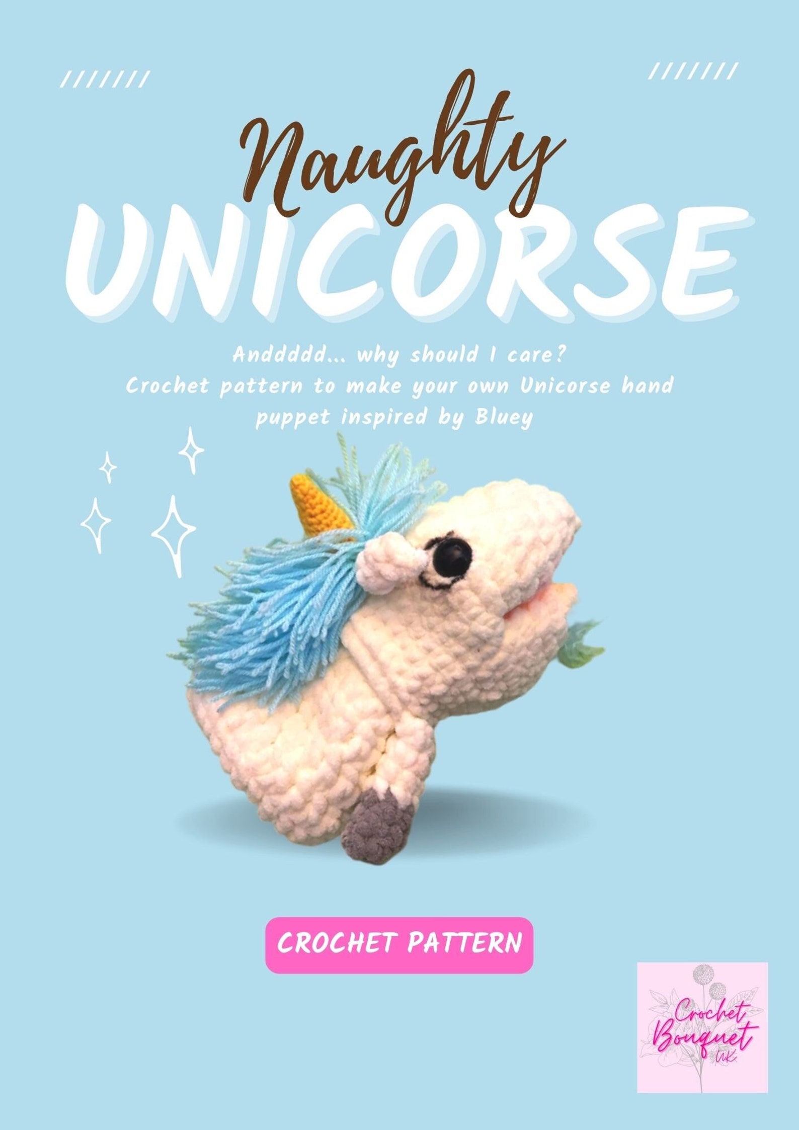 Naughty Unicorse Puppet Bluey Crochet PATTERN ONLY Etsy