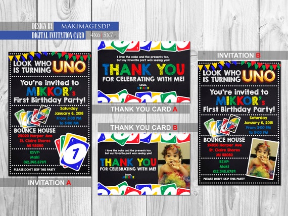 UNO Card Match Initial Birthday Invitation, Printable Electronic Invitation and Thank On your own Card picture relating to Printable Uno Cards called UNO Card Video game 1st Birthday Invitation, Printable Electronic Invitation and Thank Yourself Card