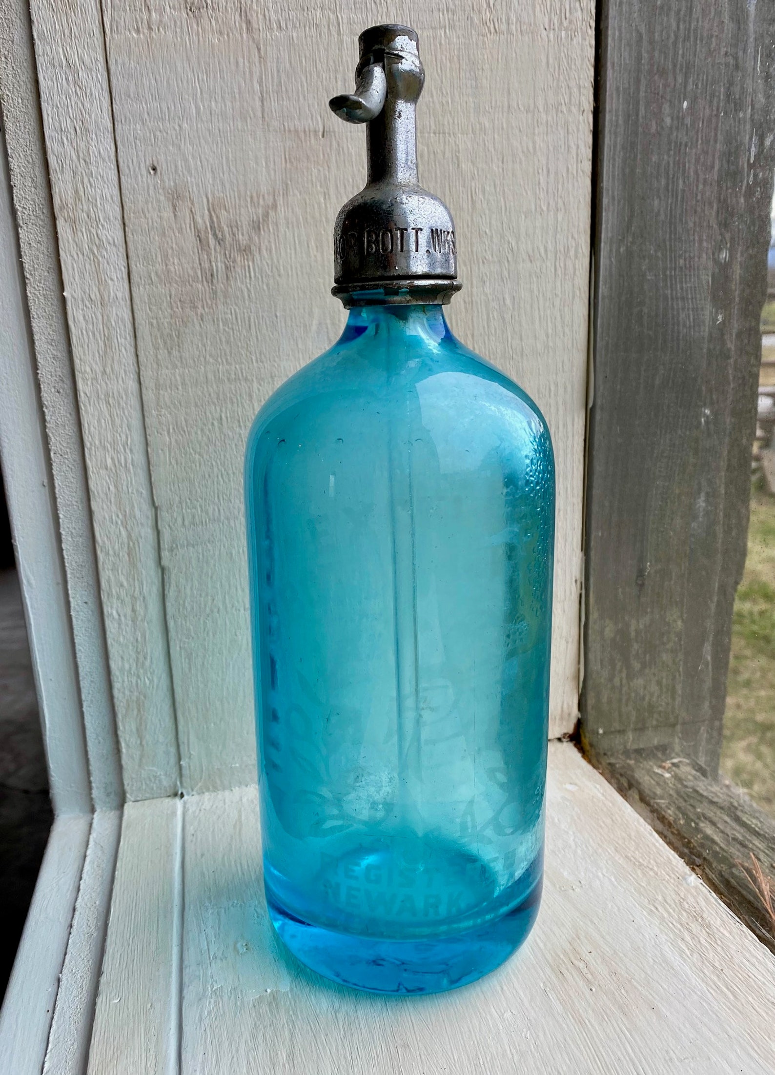 Seltzer Bottle Brooklyn New York Vintage Antique Blue Glass Etsy