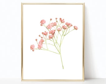 Pink Flowers Watercolor Print Download