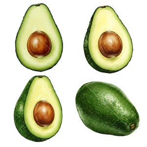 Imágenes prediseñadas de aguacate en acuarela, imprimibles, descarga instantánea, uso comercial