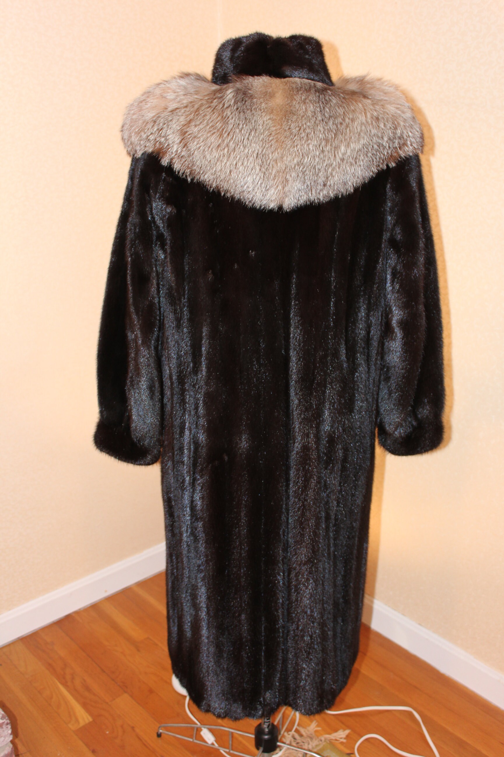 Black Diamond Ranch Mink Coat With Crystal Fox Trim Etsy