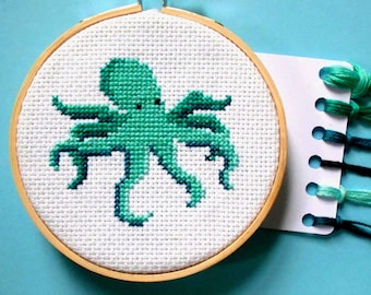 Octopus Cross Stitch Kit - Beginners Cross Stitch Kit - Mini Cross Stitch Kits - Counted Cross Stitch Kit - Needlepoint Kit