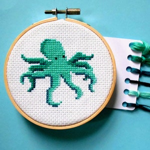 Octopus Cross Stitch Kit Beginners Cross Stitch Kit Mini Cross Stitch Kits Counted Cross Stitch Kit Needlepoint Kit image 1