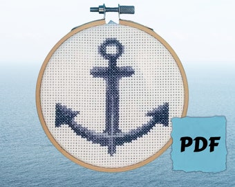 Anchor Cross Stitch Pattern PDF Instant Download - Beginners Counted Cross Stitch Chart - Nautical Patterns