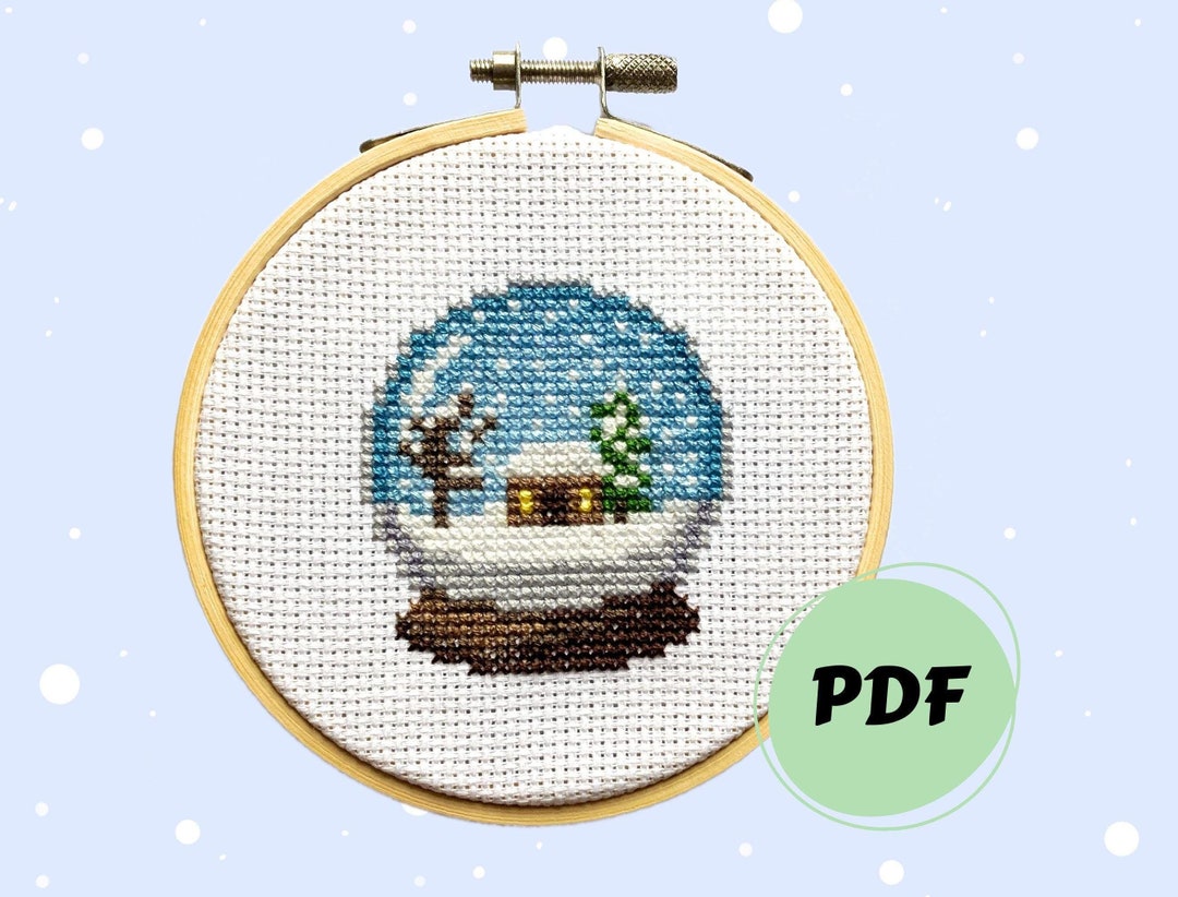 Snow Globe Cross Stitch Pattern PDF Instant Download - Beginners ...