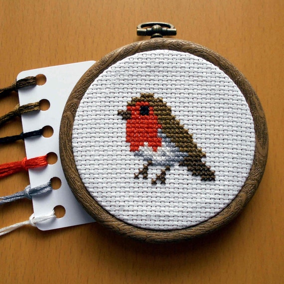 Robin Cross Stitch Kit Beginners Counted Cross Stitch Mini Kit DIY  Decorations Cute Bird Needlepoint - Etsy Sweden