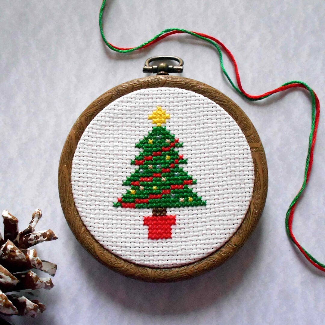  Amosfun 2 Sets Christmas Tree Cross Stitch Embroidery