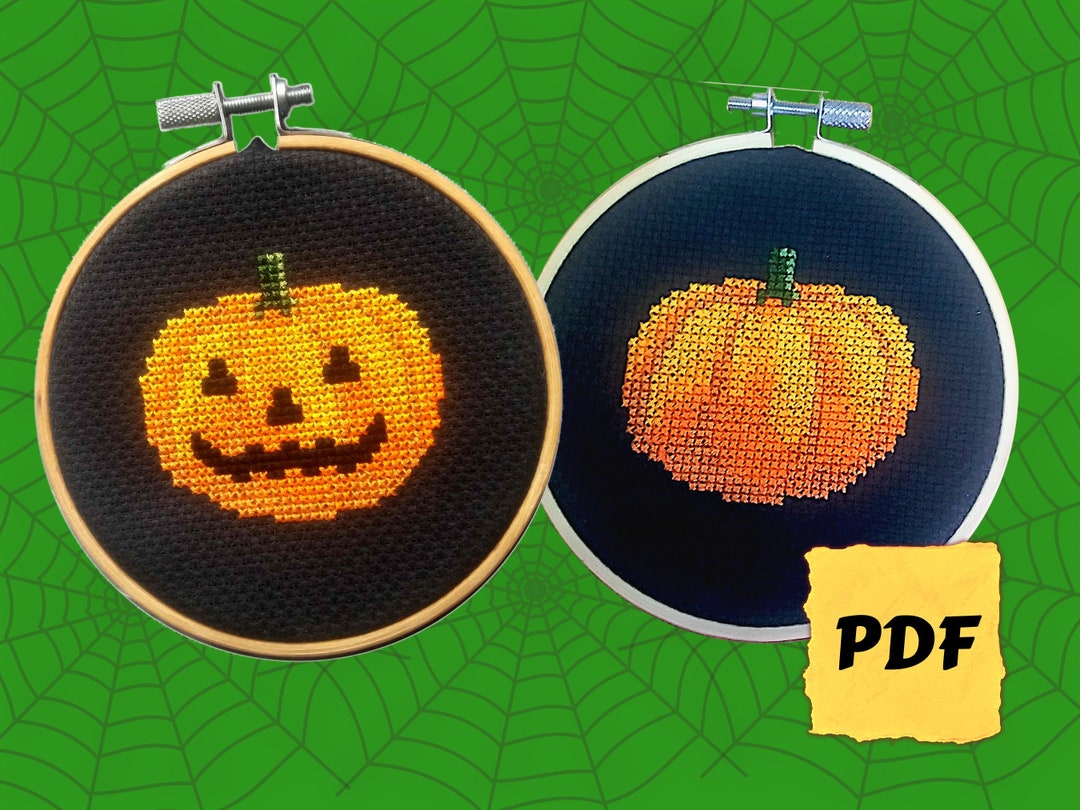 Halloween Pumpkin Cross Stitch Patterns PDF Download - 2 Variations ...