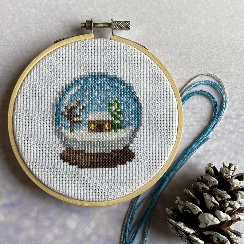 Snow Globe Cross Stitch Pattern PDF Instant Download - Beginners ...