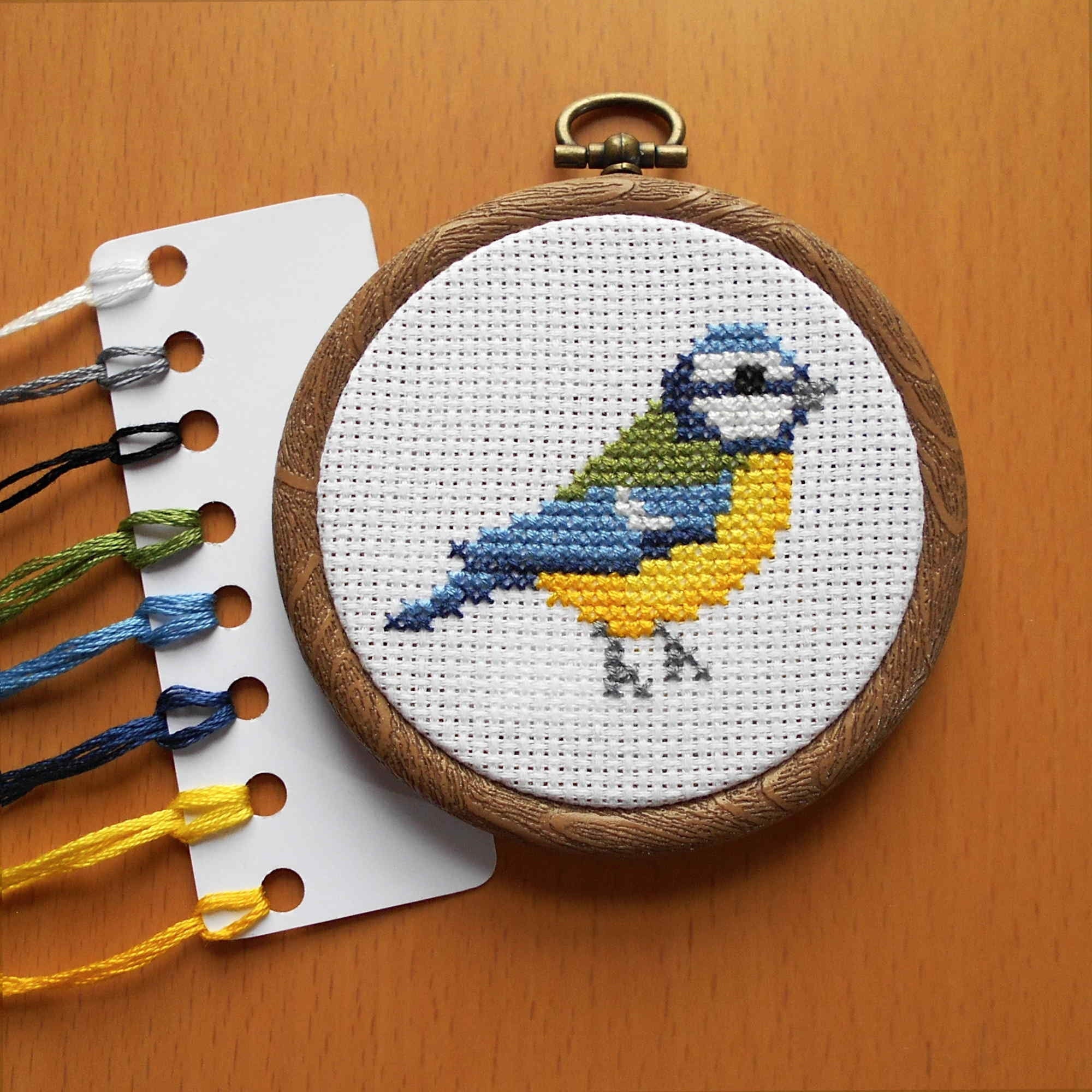 Blue Tit Cross Stitch Kit Beginners Counted Cross Stitch Etsy UK