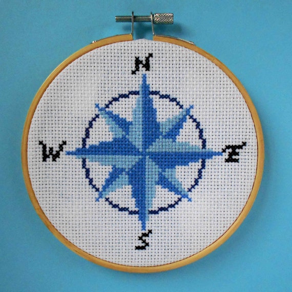 Compass Rose Cross Stitch Pattern Instant Download Simple 