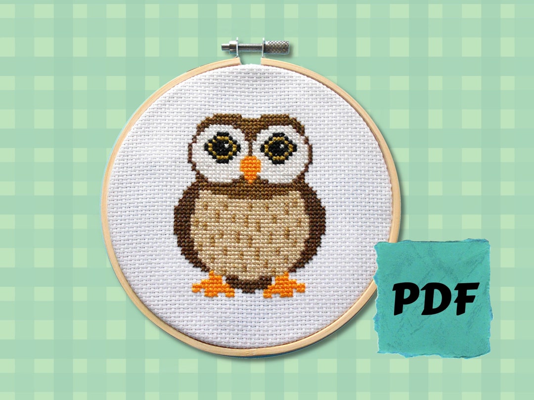 owl-cross-stitch-pattern-pdf-instant-download-beginners-counted-cross-stitch-chart-bird-needlework-pattern-etsy