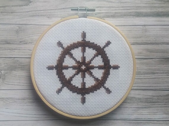 Handmade Products Beginners Counted Cross Stitch Compass Cross Stitch Kit With Hoop Nautical Decor Arts Crafts