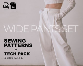 Wide Pants Set • Technical package + Patterns (S, M, L, HEIGHT 176 cm)