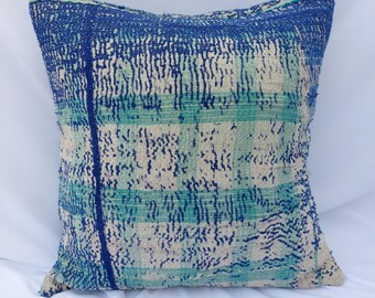Vintage Kantha Kissenbezug 16x16 | Handgefertigtes Boho Kissen