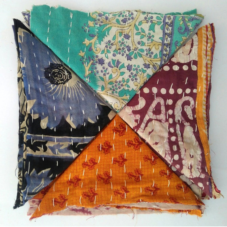 Indian Handmade Kantha Quilt Vintage Scraps Throw Patchwork Etsy