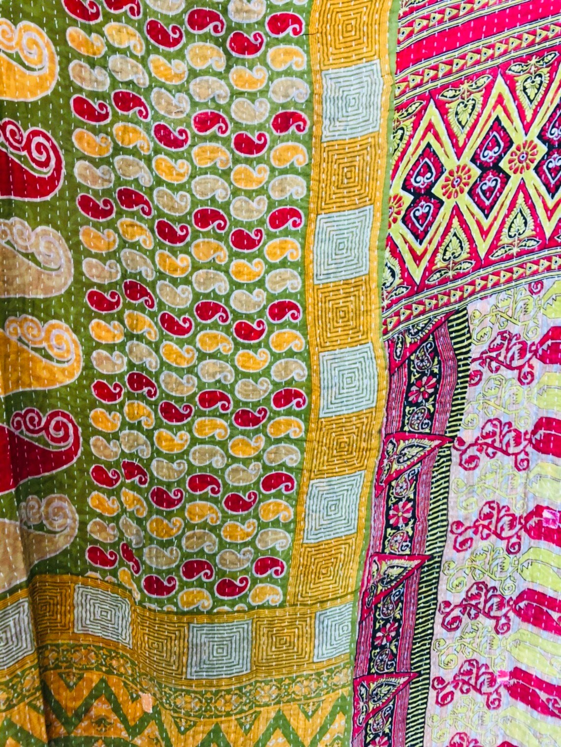 Indian Sari Vintage kantha Quilt Ethnic Stylish Kantha Quilt | Etsy