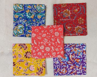 Hand Block Printed Cotton Napkins: Set of 20 Floral Cloth Napkins