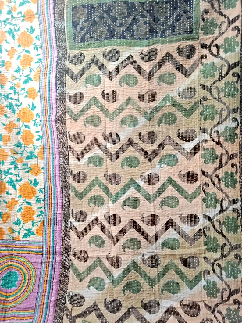 eclectic throw Beige paisley boho kantha throw quilt boho bedding boho kantha quilt kantha bedding bohemian bedding boho kantha throw