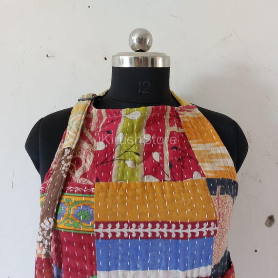 Indian Vintage Kantha Handmade Quilted Patchwork Apron