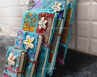 Cuaderno de tela de sari hecho a mano / Cuaderno de papel reciclado, diario vintage indio
