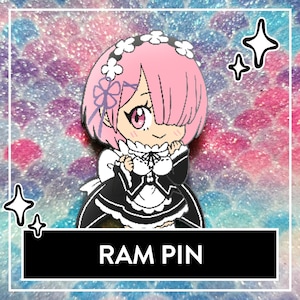 Ram Hard Enamel Pin - Cute Re:Zero Fanart Pin, Rezero Anime Pin