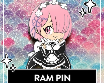 Ram Hard Enamel Pin - Cute Re:Zero Fanart Pin, Rezero Anime Pin