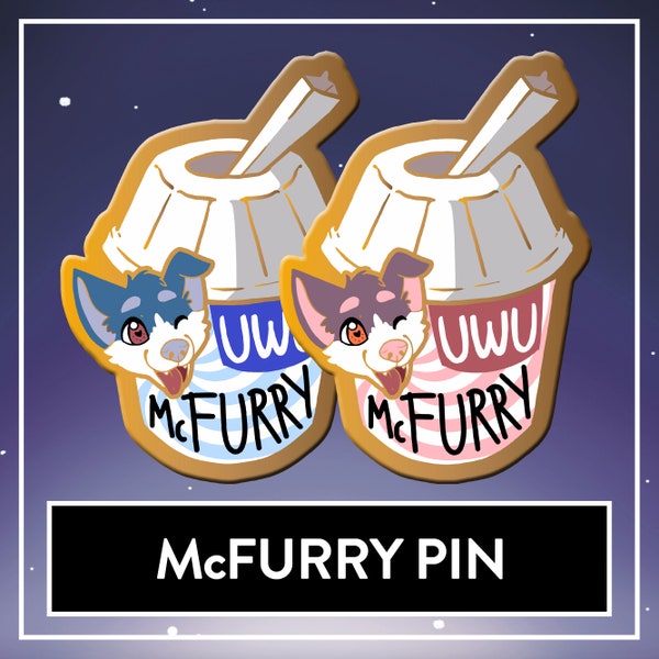McFurry Pin RED & BLUE - Cute Furry Ice Cream Pin