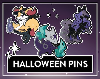 Braixen, Marowak & Spectrier Hard Enamel Pins with pearlescent Details + optional HOLO Sticker, Ghost Halloween Pins
