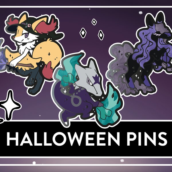 Braixen, Marowak & Spectrier Hard Enamel Pins with pearlescent Details + optional HOLO Sticker, Ghost Halloween Pins